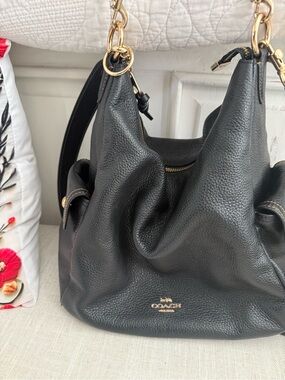 Coach Black Pennie Pebbled Leather Hobo Bag